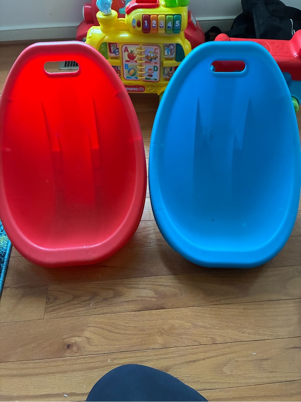 Red & Blue Kids Rocker Seats - Durable Plastic Toddler Chairs
